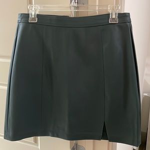 Dark Green faux leather skirt.
